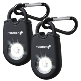Fosmon - Personal Anti-Aggression Pocket Alarm | Alarm for Men and Women | 130 dB Siren, Audible up to 180 m | Personal Alarm with Flash Light | Alarm with Snap Hook | Pack of 2 | Black