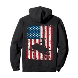 Distressed American Flag Snowmobiling Sled Snowmobile Rider Pullover Hoodie