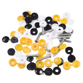 60 Pcs Stainless Steel car number plate screws and caps, License Plate Screw Caps Car License Plate Fixing Devices, Number Plate Fixings, White and Yellow (10 Each Color)