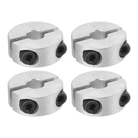 PATIKIL 6mm Bore Double Split Shaft Collar 20mm OD 8mm Thickness 4 Pack Aluminum Alloy Lock Collar Clamp Style Set with Screw for Machine Tool Industry Silver