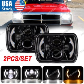 Unbranded Pair 5x7" 7x6" LED Headlight Hi-Lo DRL For Dodge D150/250/350 W150/250/350 Ram50