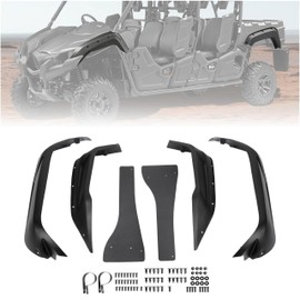 KUAFU Fender Flare Compatible with 2014-2023 YAMAHA VIKING and VIKING VI Extended Splash Guard Mud Flap 6Pcs PE Black Replacement for 1XDF15E0T000