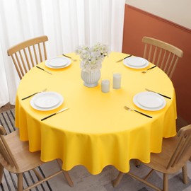 Softalker Round Tablecloth, Waterproof & Stain Resistant Table Cloth Wrinkle Free 210GSM Fabric Washable Polyester Table Cover for Spring/Party/Outdoor - 70 inch,Yellow