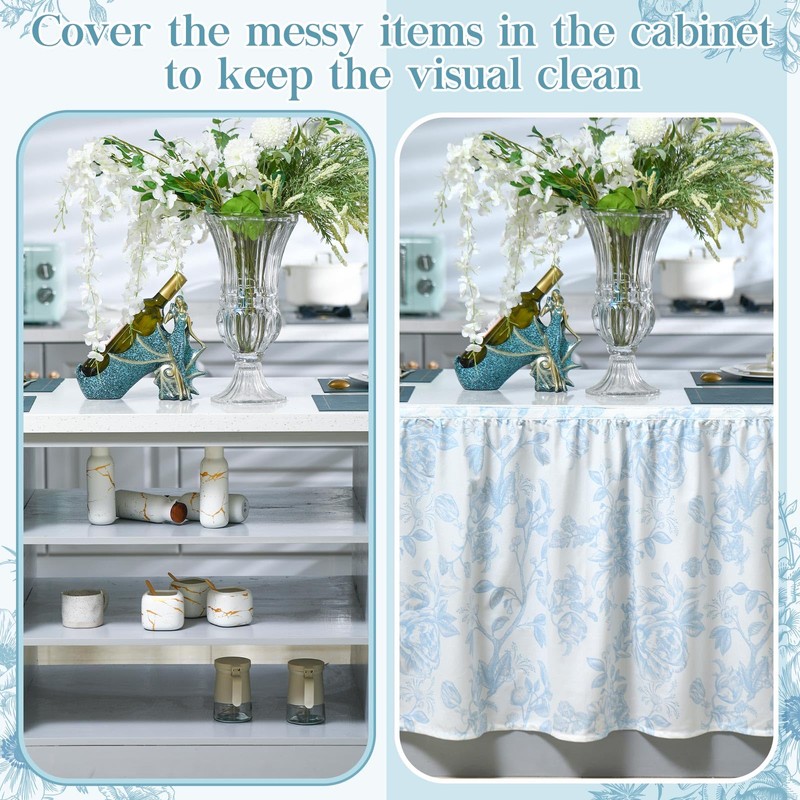 Cabinet Curtains 27.6" W x 35.4" L Sink Skirt for