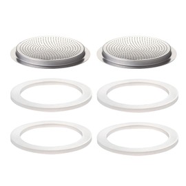 DITOSH 2 Pcs Filter with 4 Pcs Silicone Gasket Seals for 2 Cup Stovetop Espresso Coffee Maker Replacement Parts for Big Tummy & Straight Stainless Steel Moka Pot