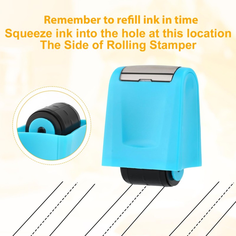 2pcs Dashed Handwriting Lines Practice Roller Stamps Self Inking Line