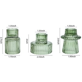Vixdonos Taper Glass Candlestick Holders Tealight Candle Holders for Table Centerpieces, Wedding Decor and Dinner Party (6 Pcs, Green)
