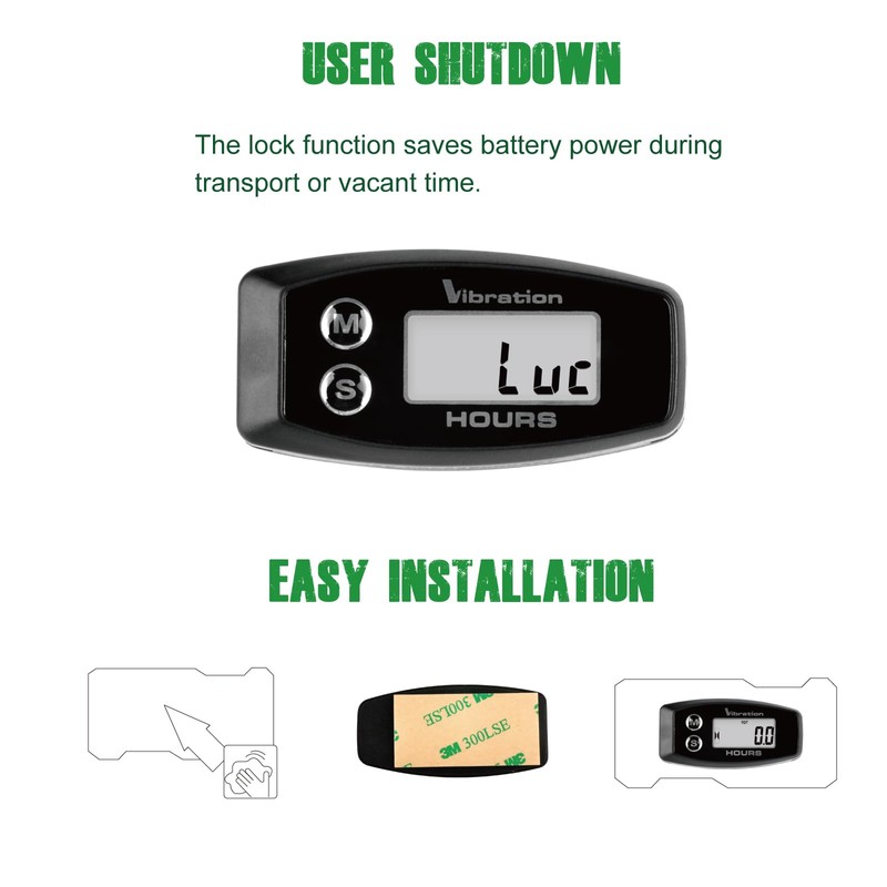 Yooreal Vibration Hour Meter,User Shutdown Waterproof for Gas/Diesel Motor Generator