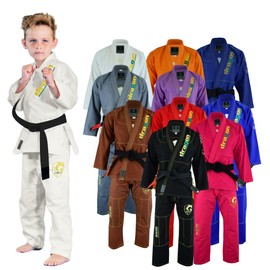 Dragon Brazilian Jiu Jitsu Gi for Kids – Ultra-Light, Preshrunk Youth Grappling Uniform with Free Belt & Bag (White, M0)
