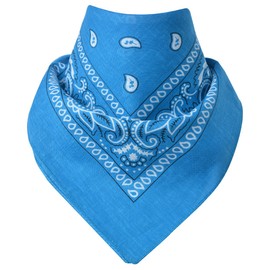 Miobo Bandana, Head & Neckerchiefs, 100% Cotton, One Size 55 x 55 cm, Paisley Light Blue
