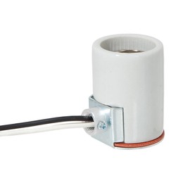 B&P Lamp® Edison Size Porcelain Socket with Side Outlet and 12 Inch Long Wire Leads