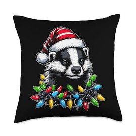 Honey Badger Ratel Christmas Hat Xmas Throw Pillow