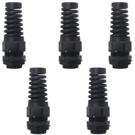 Cable Gland Spiral, Otdorpatio 5 Pack NPT 1" IP68 Waterproof Cord Grip Spiral Strain Relief Adjustable 18-25mm Plastic Cable Connectors Nylon Joints with Lock Nut and Gaskets