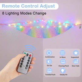 Basumee Stuffed Animals Net or Hammock with LED Light Hanging Toy Net Hammock for Stuffed Animals Storage Stuff Animals Hammocks for Nursery Kids Room with Remote Control, 8 Kinds of Lights(Pack of 1)