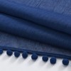 Pom-Pom Blue Sheer Curtains for Bedroom 63" Window Drapes Rod