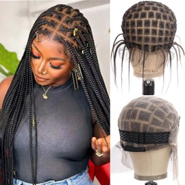 PORSMEER Full Lace Braided Wig Caps for Crochet Hair, Lace Crochet Cap for Black Women, Knot Crochet Wig Cap with Baby Hair, LightWeight Adjustable & Breathable with 113 Knots