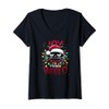 Womens Funny Christmas Black Cat Joy to The World V-Neck