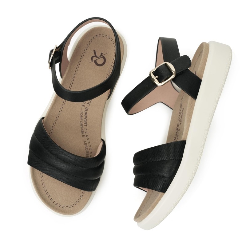 ORTOREX - Sandalias ortopédicas para caminar para mujer, Negro -,
