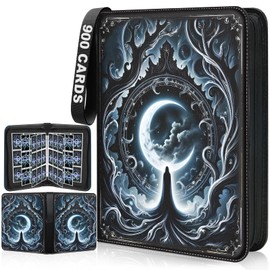 Winsing Card Binders 9 Pocket with 900 Pockets,Premium Zipper Case with 50 Removable Pages, Trading Folder,Album Sleeves Holder Sheets for Game and Sports Cards,Gifts for Boys and Girls,Grey