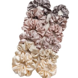 12Pack Satin Hair Scrunchies for Women, Elastic Hair Ties Soft Scrunchy Hair Accessories for Girls and Ladies pinks colors