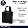 Merangue Reusable Bulk Shopping Bags, Laminated, Foldable Grocery Bags, Black,