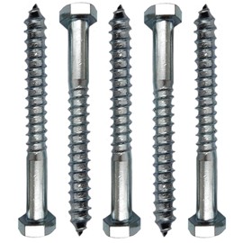 Coach Wood Screws Hex Head Width 13mm Zinc Plated Steel Screw Hexagon Lag Bolts Silver Long M8 (4" x 0.31") 8mm x 100mm Box of 5pcs