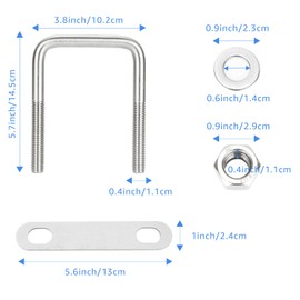 4Pack Square U-Bolts Stainless Steel U Bolts 3-1/8" Inner Width Boat Trailer Ubolts with Washers and Nuts, Replacement Parts and Accessories for Automobiles Trailer, Ski Boat, or Sailboat Trailer