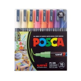 Posca Design Marker Pen 3M 16-Color Set / 포스카 마카 디자인 마커 펜 3M 16색 세트