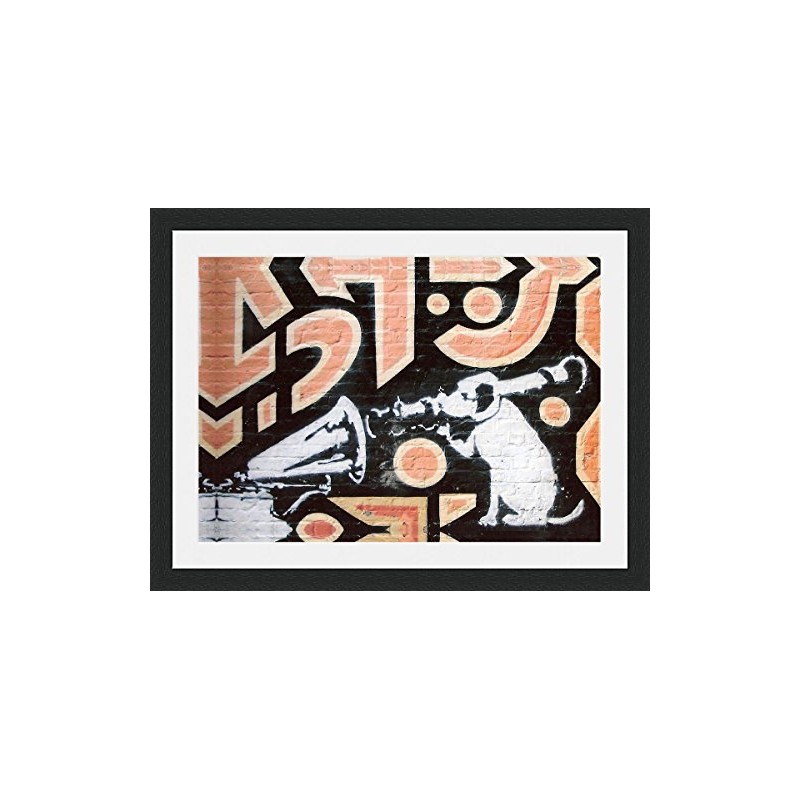Banksy His Master's Voice - Framed & Mounted - 40x30cm