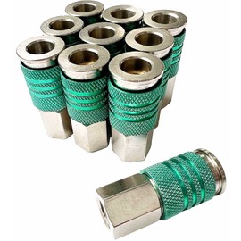 SANFU Acoplador industrial hembra de acero de 1/4 pulgadas, diseño de bloqueo automático, accesorios de manguera de aire de rosca hembra de 1/4 pulgadas, conector rápido acoplador de aire con funda de