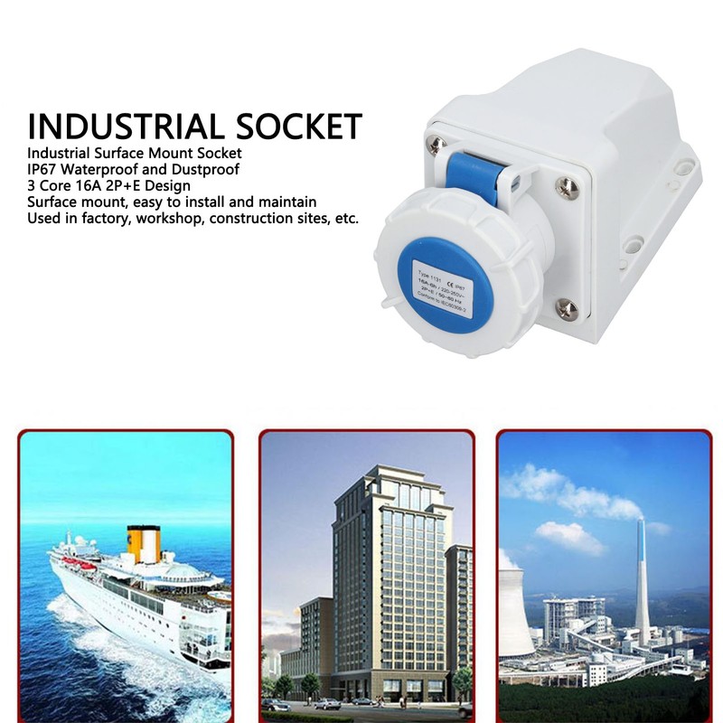 Industrial Power Connector IP67 Waterproof Dustproof 3 Core 16A 2P+E