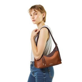 LuxeBold Shoulder Bag for Women Purses and Handbags Top Handle Satchel Trendy Clutch Bag with 2 Straps Zipper Hobo Tote Handbag Underarm with Adjustbale Strap AAA-LXB-010-BR