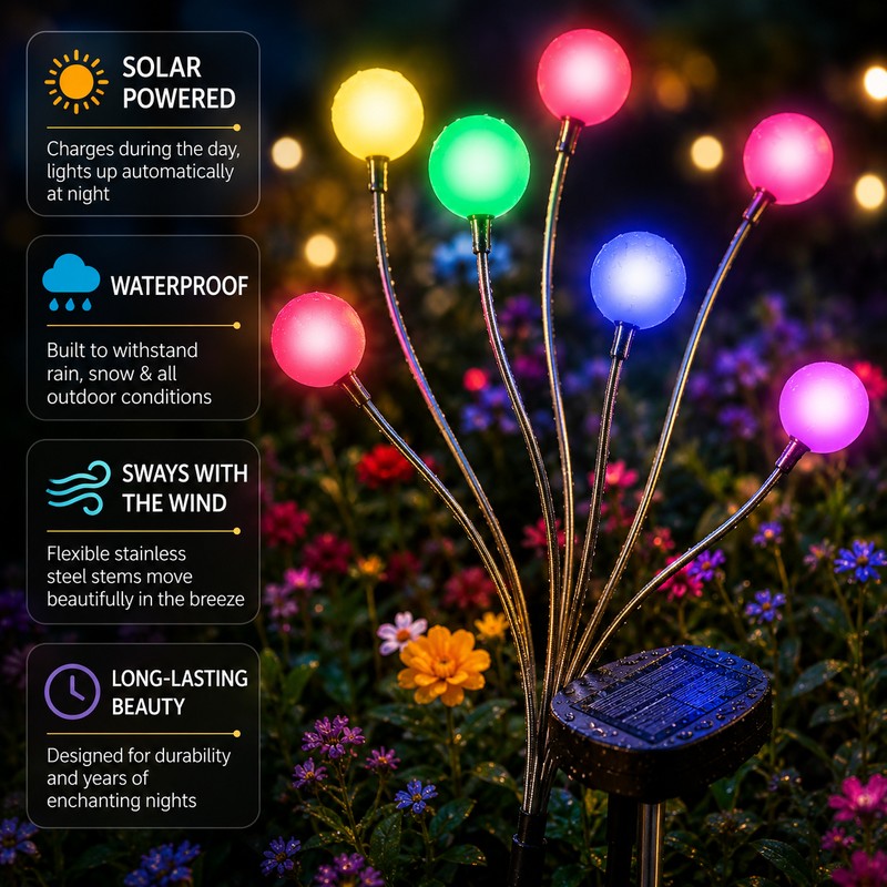 Solar Firefly Garden Lights for Outdoor Decor – Swaying LED