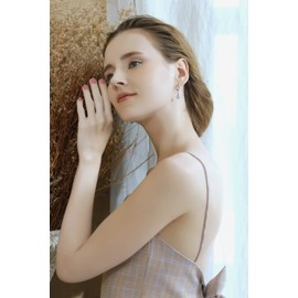 Sterling Silver Genuine or Synthetic Gemstone 8x6mm Teardrop Leverback Dangle Earrings for Women Bridesmaids, Sterling Silver, blue topaz