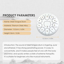 Domary 6 Inch Steel Tongue Drum 11 Notes Handpan Drum with Drum Mallet Finger Picks Percussion Hand Drum Instrument for Meditation Yoga