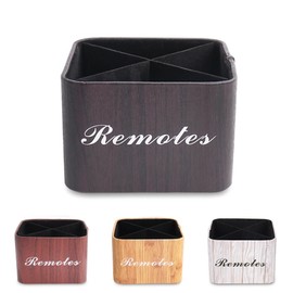 Hennaja Square Leather Art Supply Organizer,Remote Control Holder with Removable Dividers,360°Rotatable Pencil Holders,4 Compartments Organizer for Office Supplies Storage Box(1-Dark Brown)