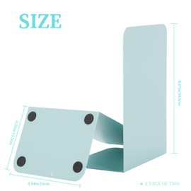 2pcsMetal Book Ends Book Ends Decorative Bookends Book Ends for Shelves Book Holder (Blue)