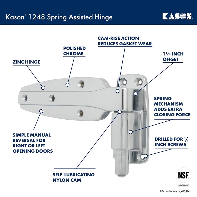 Kason 1248 Spring Assisted Hinge, 1-1/4 Inch Offset, 11248000020