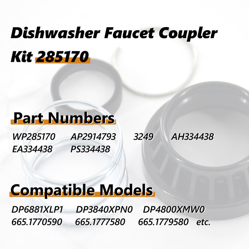 GYOFFULL WP285170 Dishwasher Faucet Adapter 285170 Collar Kit fit Replacement