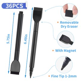 JEFURE 36 Pcs Magnetic Dry Erase Markers Fine Tip, Thin White Board Markers, Large Dry Erase Markers Bulk With Eraser Cap Fine Point for Kids, Teacher, School (Black)