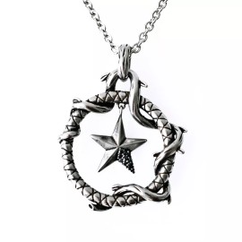 Controse Star Necklace circle vines black cubic zirconia stainless steel by controse