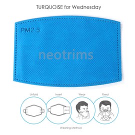 PM 2.5 Activated Carbon Filter Replaceable Anti-Haze 5 Layer Filtration for Dust, Pollution and Droplets. NEOTRIMS UK Turquoise 10 Filters