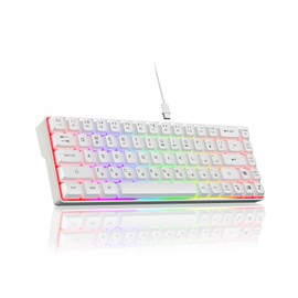 CORBOBO 60% Gaming Keyboard,Small Keyboard USB-C Wired,Compact Mini Teclado Gamer,68 Keys RGB Backlit Portable Membrane Keyboards for Business Trips,Office,PC Games (SK968,White)