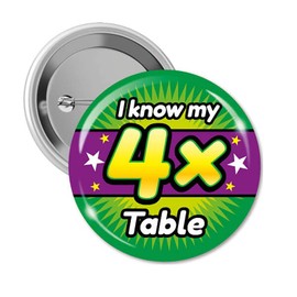 10 I Know My 4 Four Times Tables Multiplication Childrens Pupils Smiley Motivational School Praise Teachers Reward Badges 38mm Primary Teaching Services