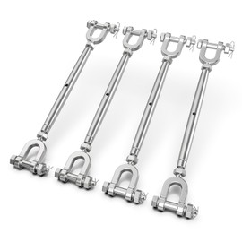 hannger Turnbuckle, 4 Pack 1/4" (M6) 304 Stainless Steel Turnbuckles for Cables Wire, Closed Body Design, 1600 lbs Working Load Limit - Heavy Duty Wire Tensioner for Shade Sail Hardware, Clothesline