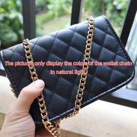 HEEHEE 51.2"(130cm) Purse Chain Strap Accessories Upscale Color Tone Wearing Comfortable Iron Flat Chains Replacement Straps with Buckles Gold 1 PCS for Shoulder Cross Body Handbag