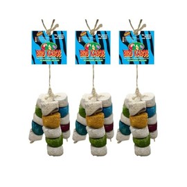 BIRD KABOB Chiquito - 3 Pack - an All-Natural, Holistic, Veterinarian Recommended, Earth Friendly, shreddable Bird Toy Fashioned in a tri-pod Design with Colored Yucca Chunks
