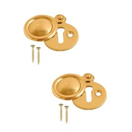 Brass Victorian Keyhole Covered 35mm Escutcheon Covered Round Front Door Keyhole Covered Plate Lock Cover with Screws for Internal Doors Pack of 2.