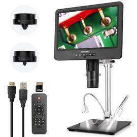 JOYALENS JL249MS 3 Lens 10.1 Inch LCD HDMI Digital Microscope 2000x, 24MP Soldering Pro Metal Stand for Vertical Horizontal Adjust, Coin and Biological Microscope, PC Compatible, 32G