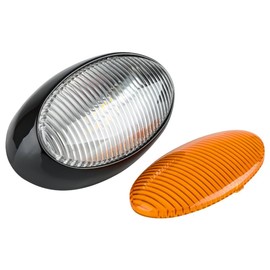 Lumitronics RV 12V LED Oval Porch Utility Light, Clear & Amber Lenses for Motorhomes, Campers, Trailers, 5th Wheels (Black)